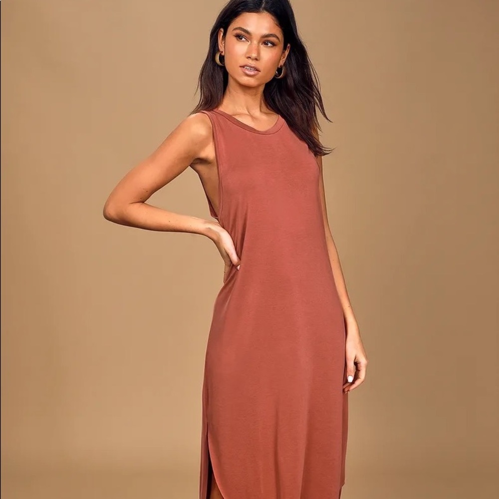 LUSH Washed Red Midi Dress - Picture 1 of 7